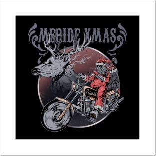 Santa Ride A Motorcycle Posters and Art